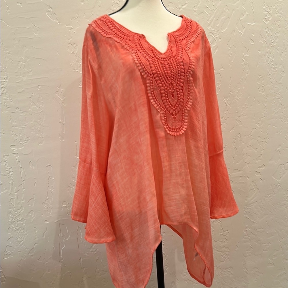 Spense Pink Bell Sleeve Embellished Tunic